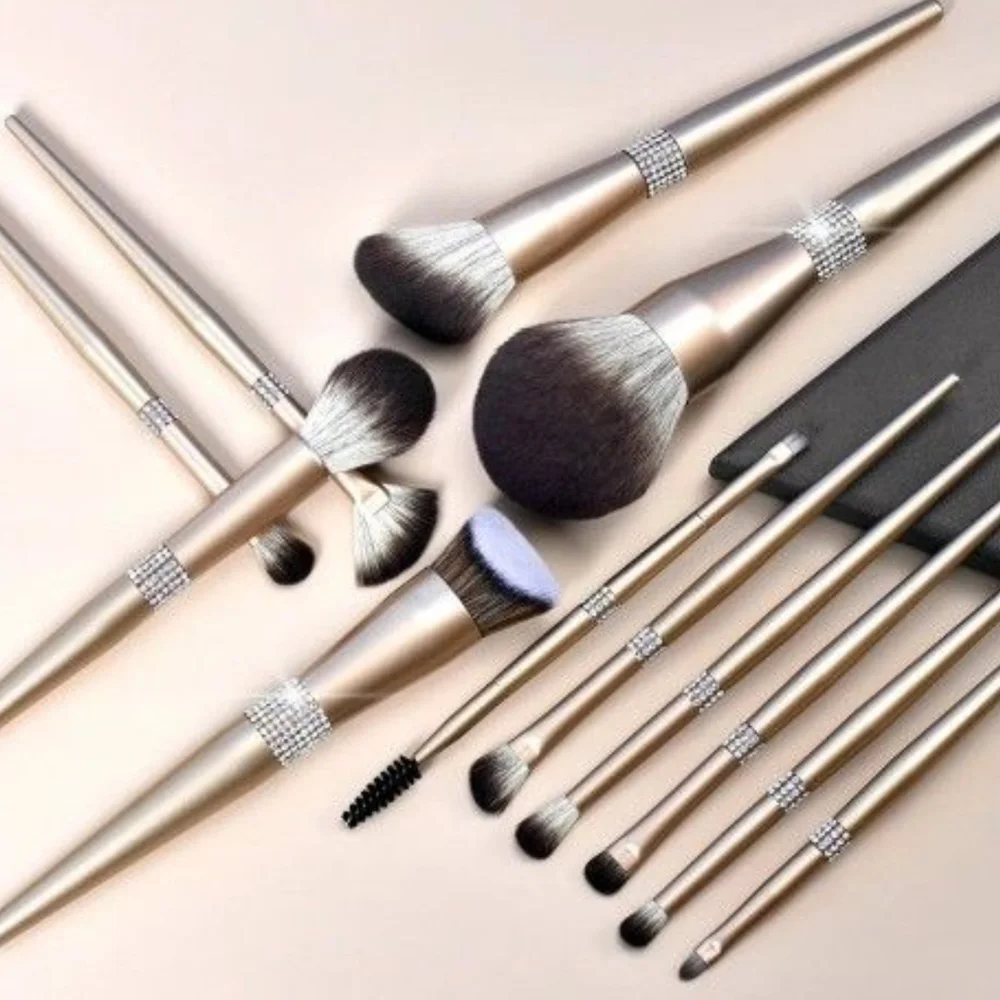 Luxurious Silver Makeup Brush Set..